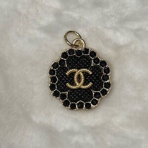 Authentic Chanel Rhinestone CC Zipper Pull Pendant Gold